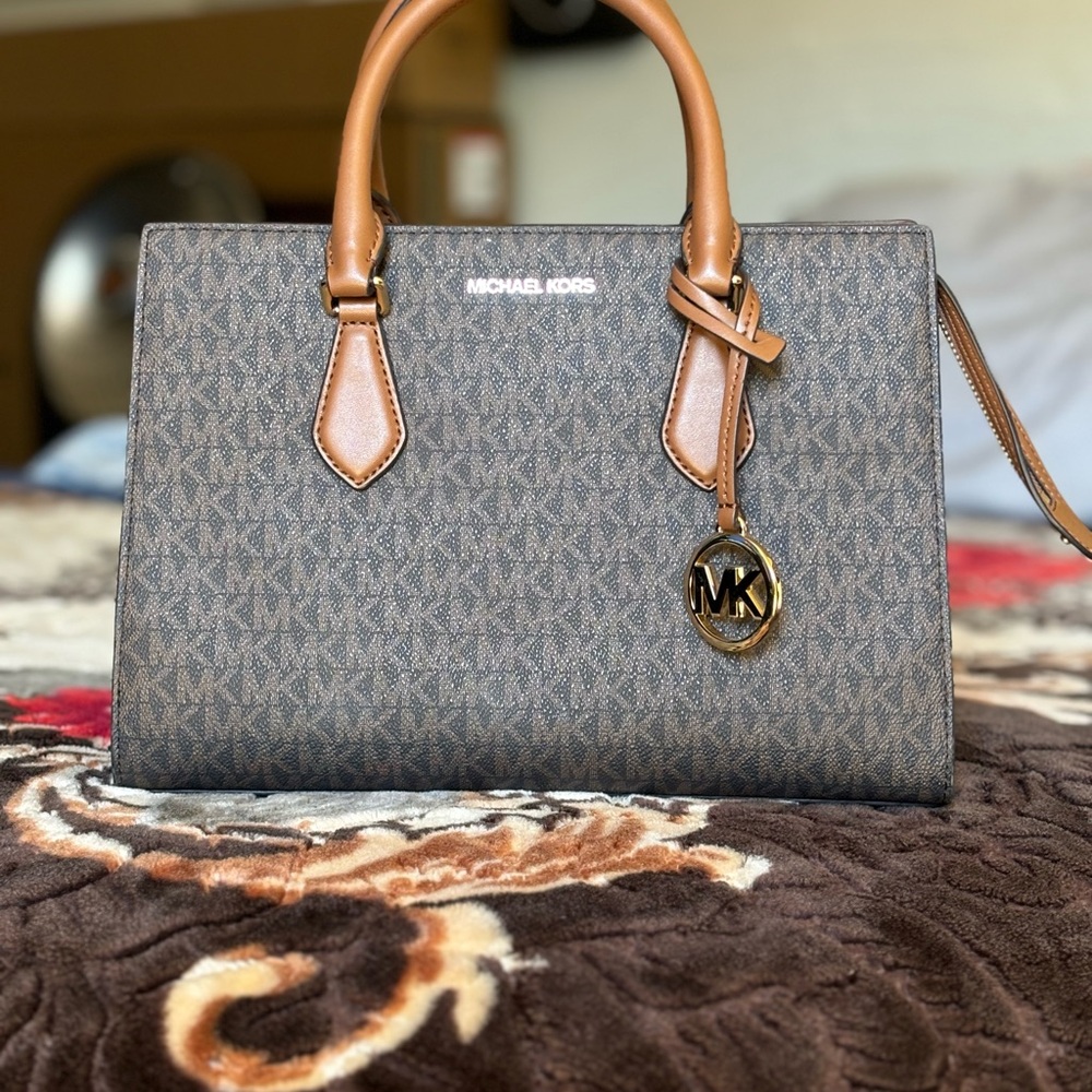 Michael Kors Brown Satchel Bag with Signature Style